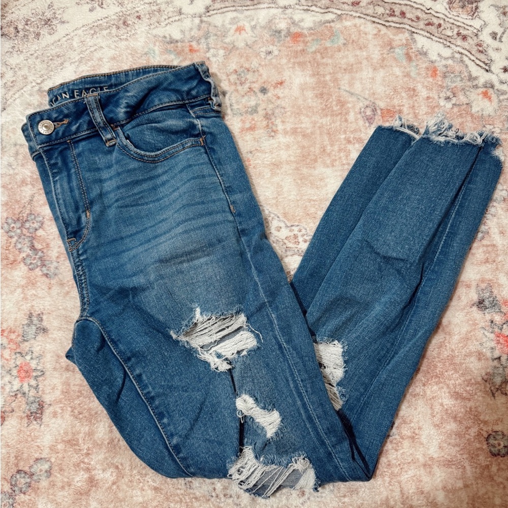 American Eagle Outfitters Blue Distressed Women's Jeans